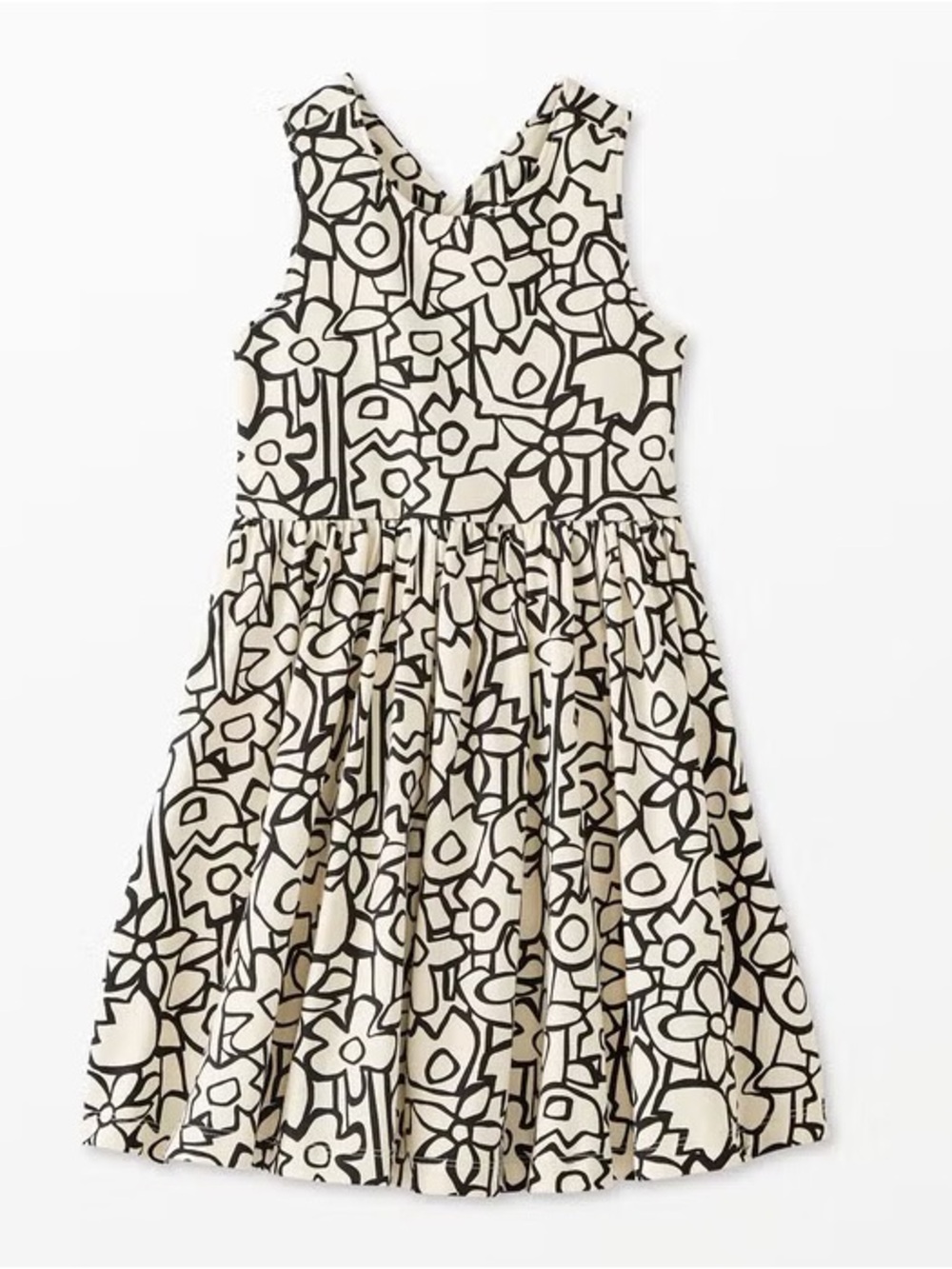 Hanna Andersson Cream Dress with Black Floral Outline